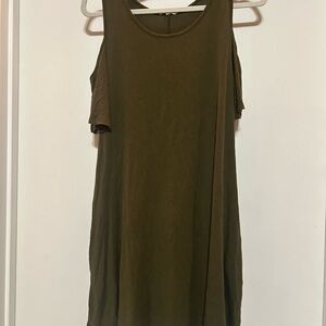 Olive Green Cold-Shoulder Dress